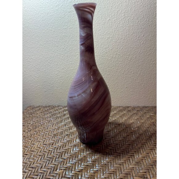 Vintage Ecoglass Spain Hand-Blown Swirled Glass Marble Vase - Picture 4 of 10